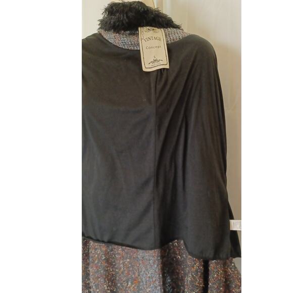 Mixed Media Long Cardigan Boucle Faux Fur sz. L - Picture 5 of 7